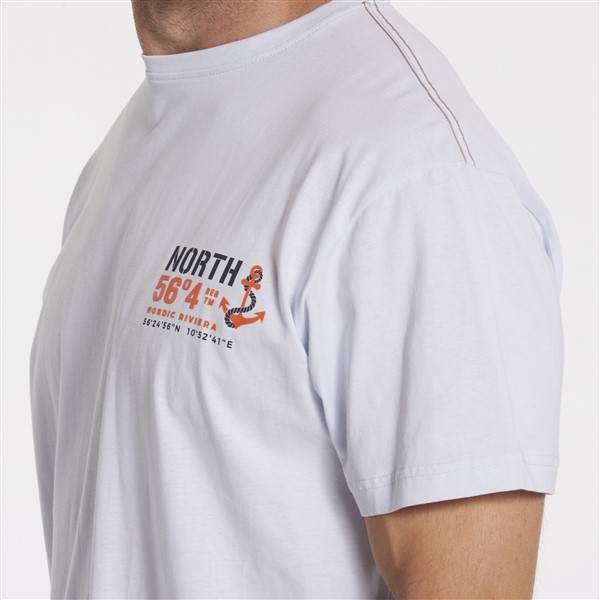 North 56°4 T-shirt m. printje, licht blauw