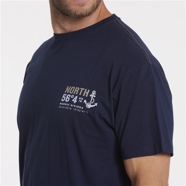 North 56°4 T-shirt m. printje, navy blauw