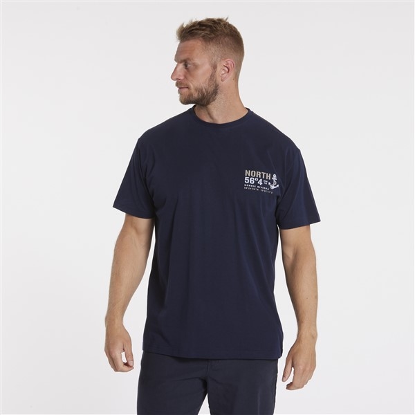 North 56°4 T-shirt m. printje, navy blauw