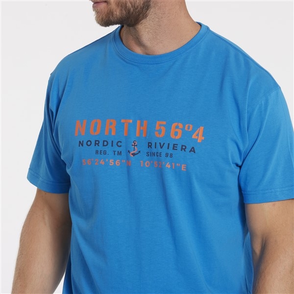North 56°4 T-shirt print 'North', blauw