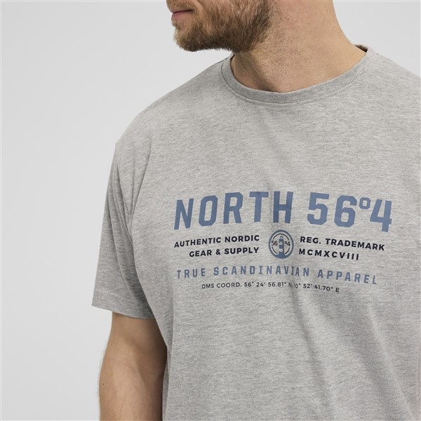 North 56°4 T-shirt print 'North', l. grijs