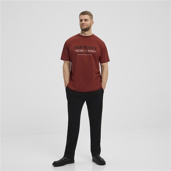 North 56°4 T-shirt print 'North', roestbruin