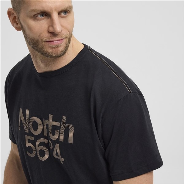North 56°4 T-shirt print 'North', zwart