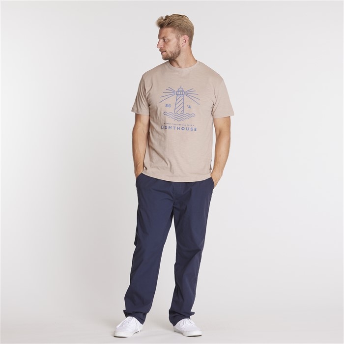 North 56°4 T-shirt print 'Vuurtoren', light sand