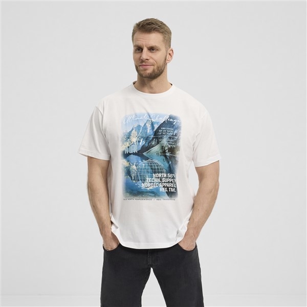 North 56°4 T-shirt print Mountainview, off white