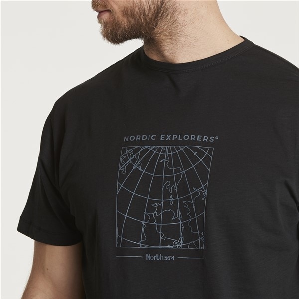 North 56°4 T-shirt print Nordic Explorers, zwart