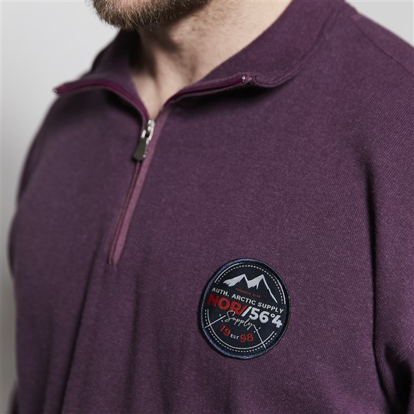 North 56°4 Winter sweatshirt m. rits + logo, bordo melee