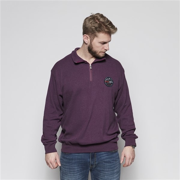 North 56°4 Winter sweatshirt m. rits + logo, bordo melee