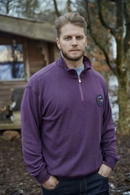 North 56°4 Winter sweatshirt m. rits + logo, bordo melee