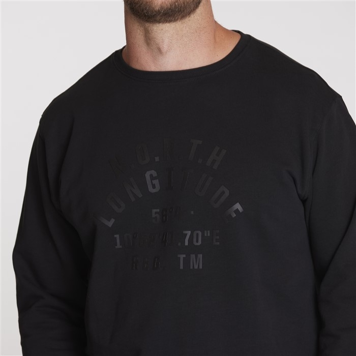 North 56°4 zomer sweater 'NORTH Longitude', zwart