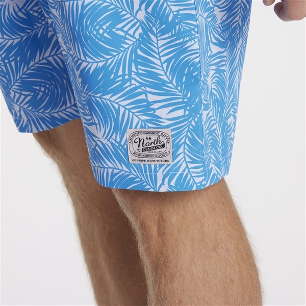 North 56°4 Zwemshorts m. bloem print, blauw/wit