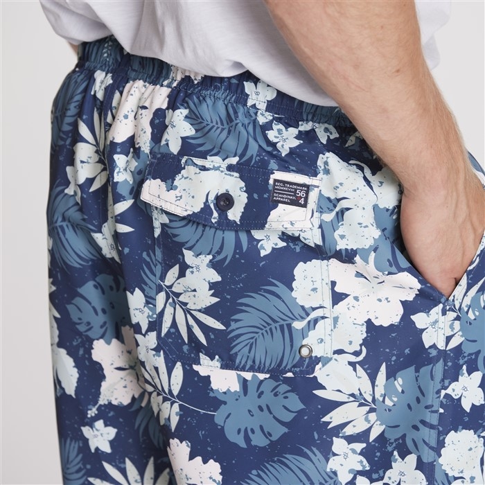 North 56°4 Zwemshorts m. bloem print, navy/blauw/wit