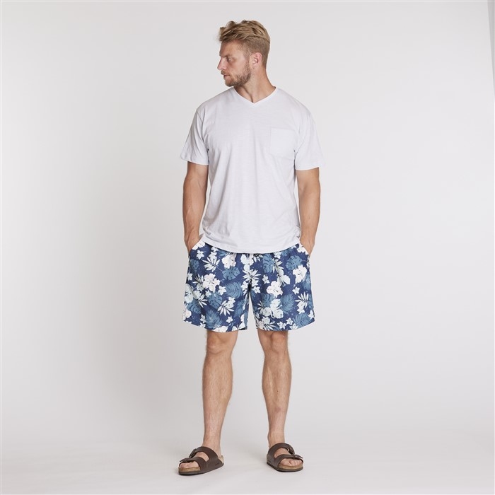 North 56°4 Zwemshorts m. bloem print, navy/blauw/wit