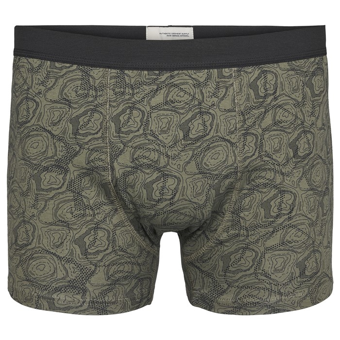 North 56Denim boxershort m. stretch en print, olijf