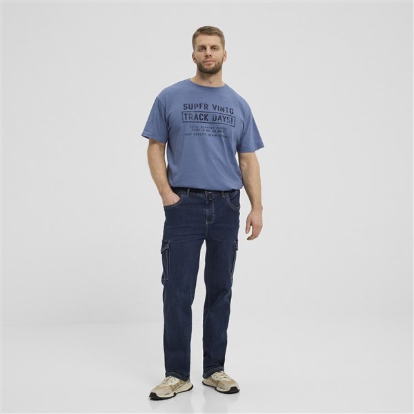 North 56Denim Cargo jeans m. elast. boord, blue wash