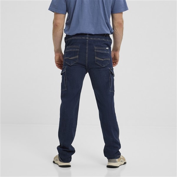 North 56Denim Cargo jeans m. elast. boord, blue wash