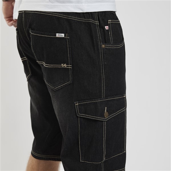 North 56Denim Cargo shorts elast. boord, black wash