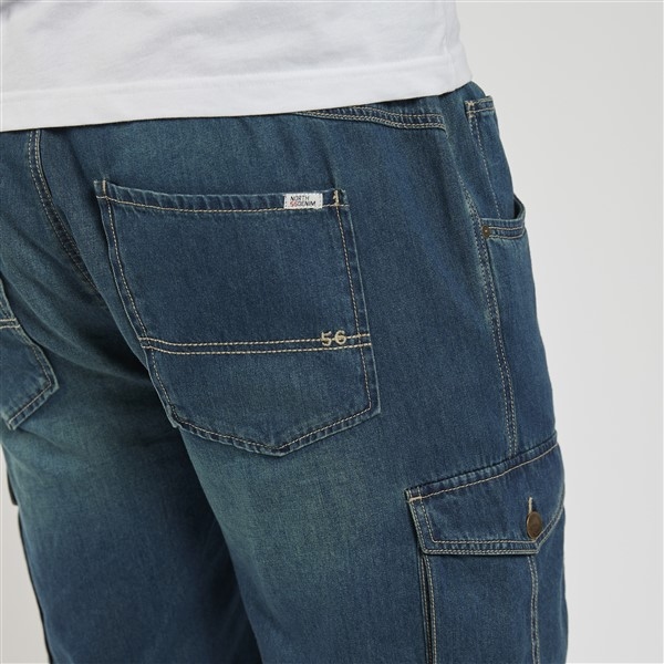 North 56Denim Cargo shorts elast. boord, blue wash