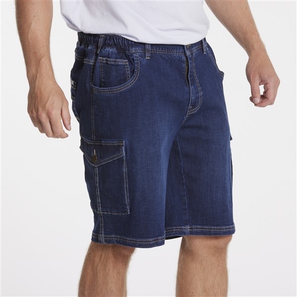 North 56Denim cargo shorts m. stretch+elast. boord, denim