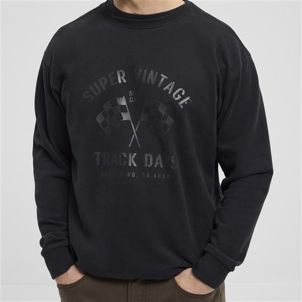 North 56Denim crewneck sweater 'Track Days', zwart
