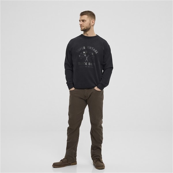 North 56Denim crewneck sweater 'Track Days', zwart