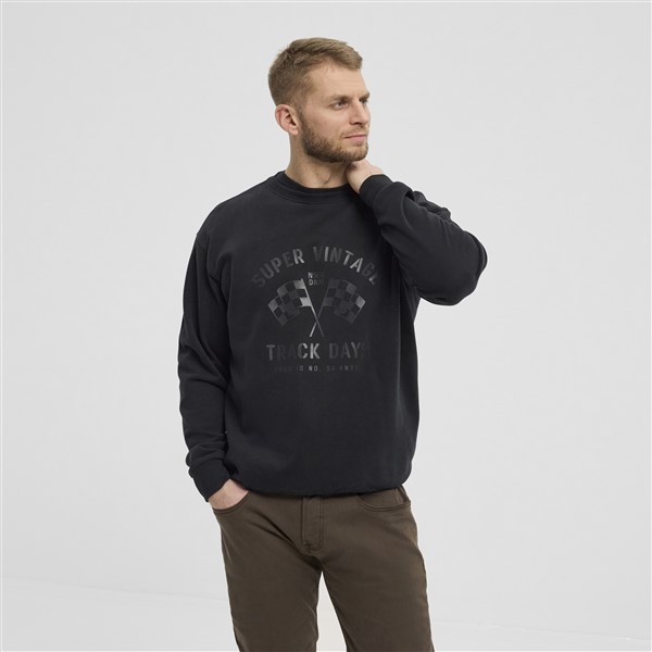 North 56Denim crewneck sweater 'Track Days', zwart