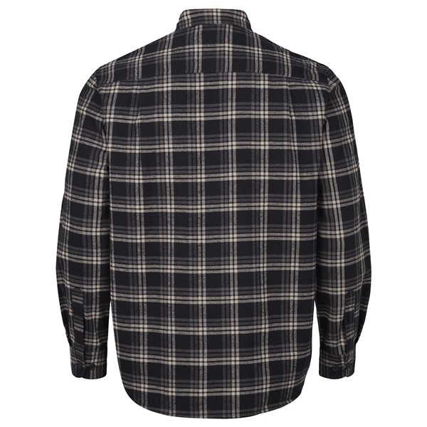 North 56Denim flanel overhemd m. borstzakjes, zwart geruit