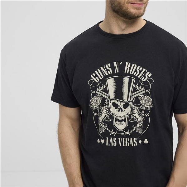 North 56Denim printed t-shirt 'Guns 'n Roses', zwart