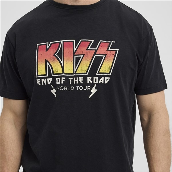 North 56Denim printed t-shirt 'KISS', zwart
