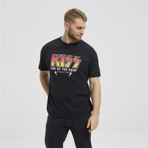North 56Denim printed t-shirt 'KISS', zwart