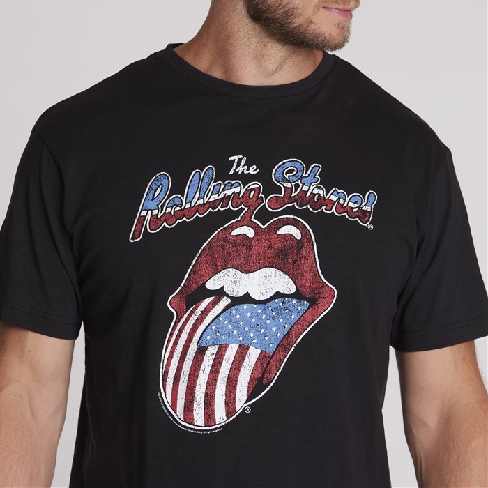 North 56Denim printed t-shirt 'Rolling Stones', zwart