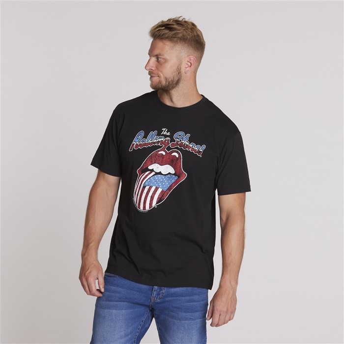 North 56Denim printed t-shirt 'Rolling Stones', zwart