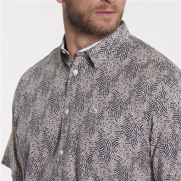 North 56Denim shirt m. borstzakje, navy golfpatroon