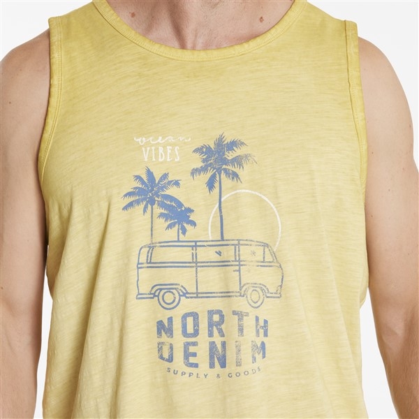 North 56Denim Singlet 'VW Ocean Vibes', zacht geel