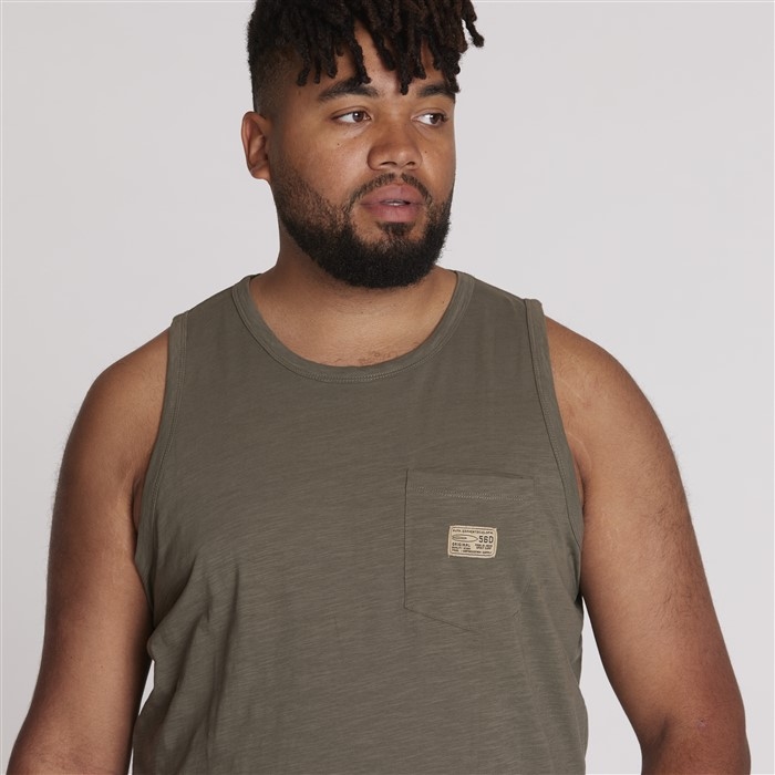 North 56Denim Singlet m. borstzakje, dusty olive