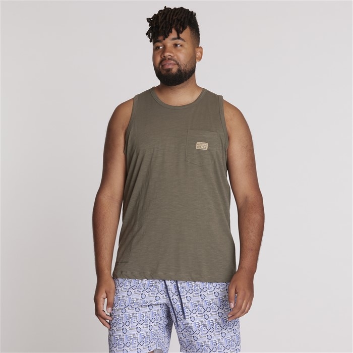 North 56Denim Singlet m. borstzakje, dusty olive
