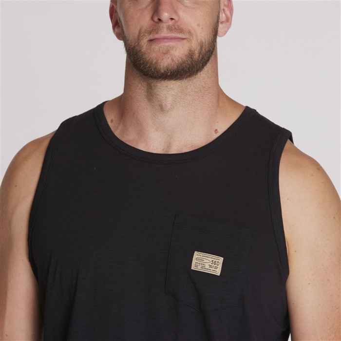 North 56Denim Singlet m. borstzakje, zwart