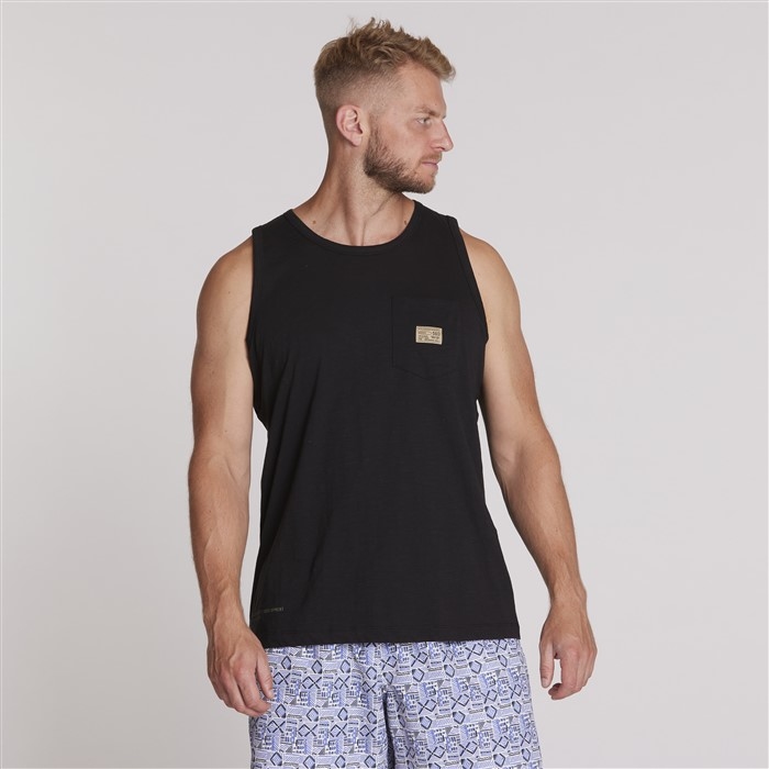 North 56Denim Singlet m. borstzakje, zwart