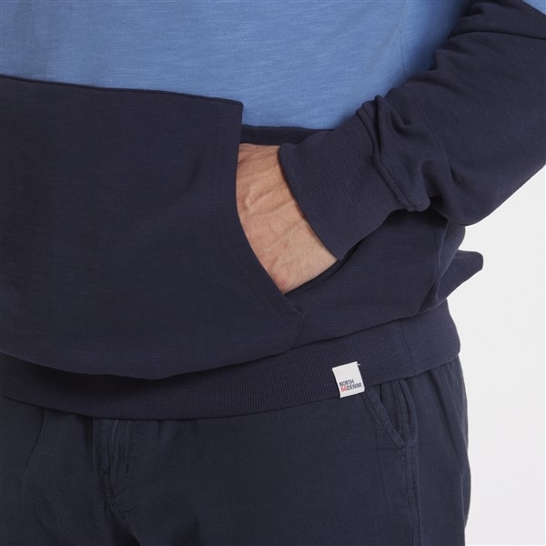 North 56Denim sweater m. capuchon, grijs-blauw-navy