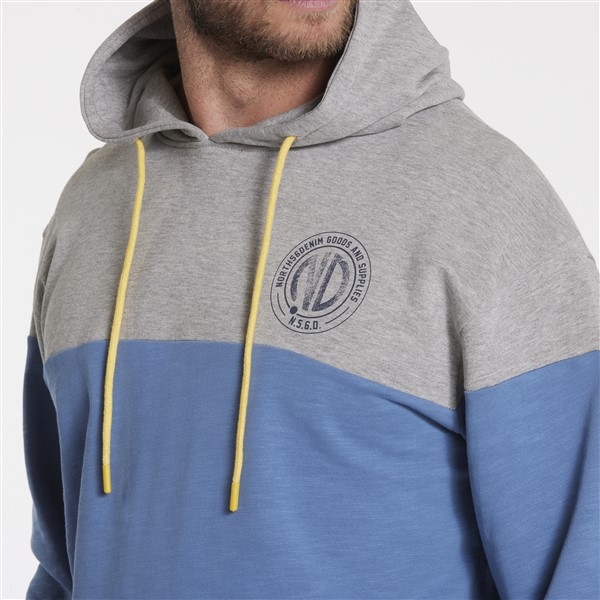 North 56Denim sweater m. capuchon, grijs-blauw-navy