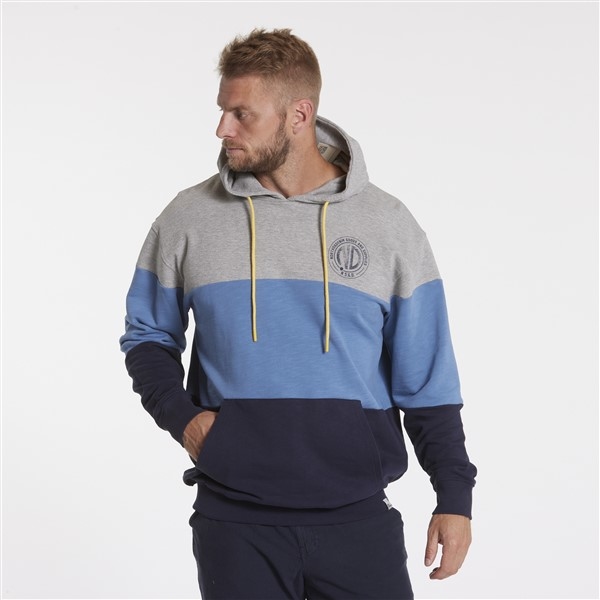 North 56Denim sweater m. capuchon, grijs-blauw-navy
