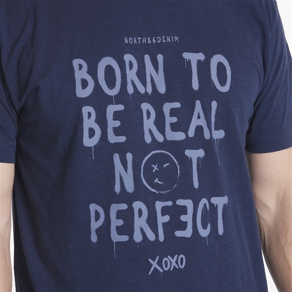 North 56Denim T-shirt 'Born to be real', iris blue