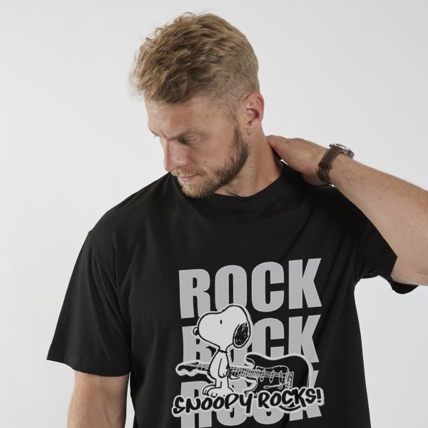 North 56Denim T-shirt "Snoopy Rocks!", zwart