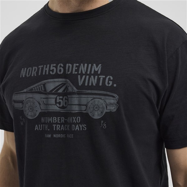 North 56Denim T-shirt Car Vintage, zwart