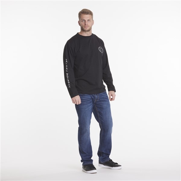 North 56Denim T-shirt LM "Smiley", zwart
