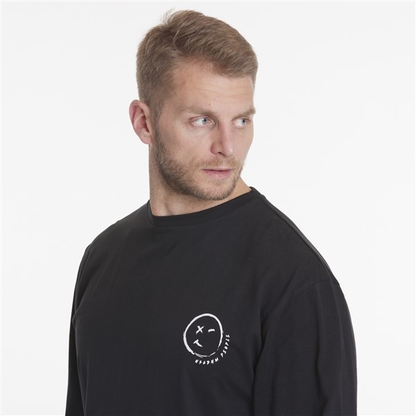 North 56Denim T-shirt LM "Smiley", zwart