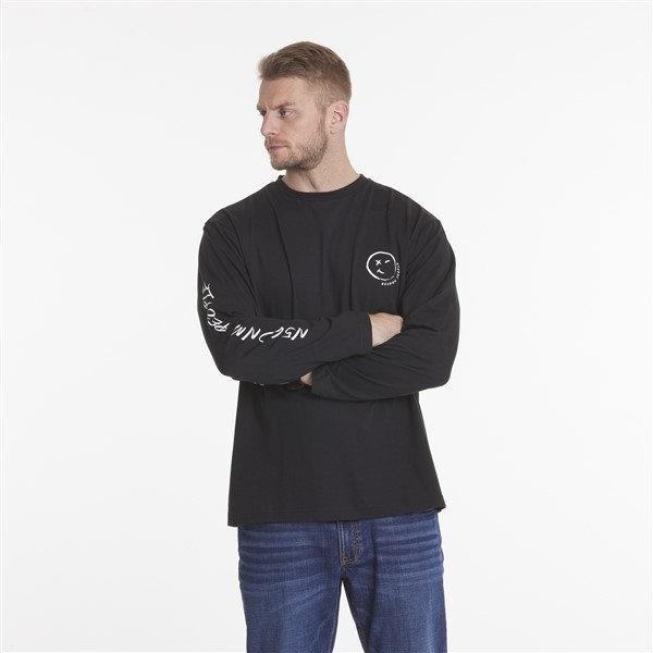 North 56Denim T-shirt LM "Smiley", zwart