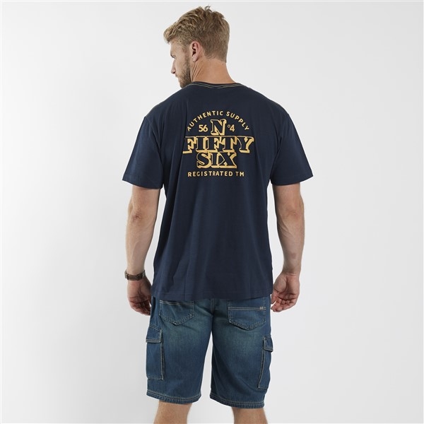 North 56Denim T-shirt m. rugprint 'FIFTYSIX', navy