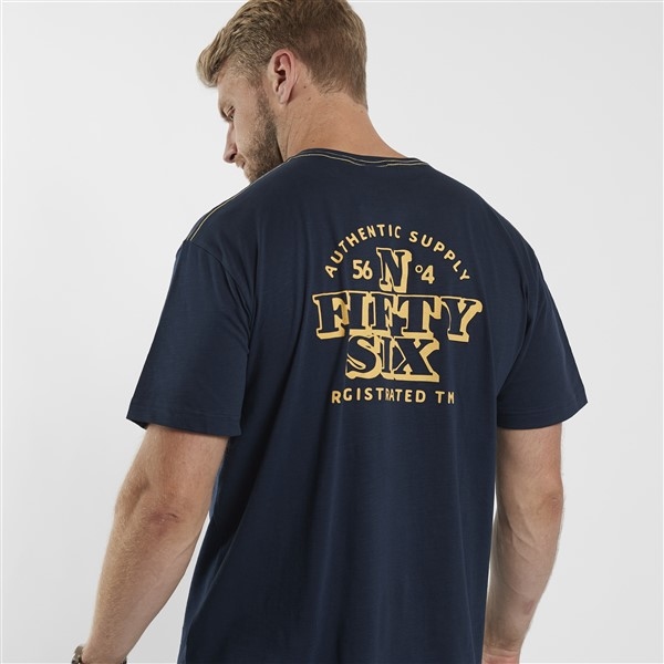 North 56Denim T-shirt m. rugprint 'FIFTYSIX', navy
