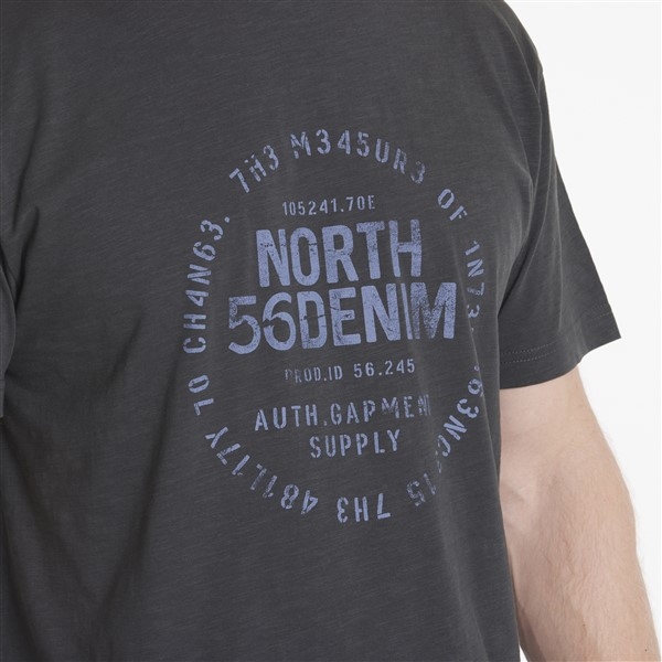 North 56Denim T-shirt print 56Denim, grijs-bruin